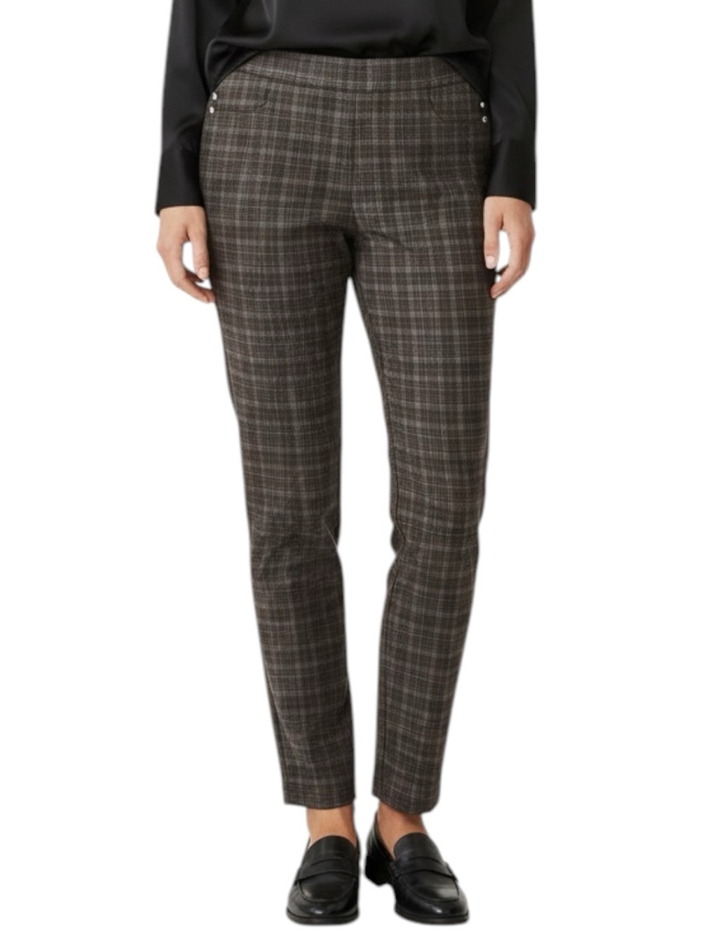 TALBOTS Mid-Rise Plaid Slim Ankle Pull-On Pants Brown/Red/Gray Size 14